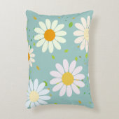 デイジーフラワーフローラルパターガーリーンレインボーパステル アクセントクッション (正面(垂直))