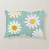 デイジーフラワーフローラルパターガーリーンレインボーパステル アクセントクッション (裏面)