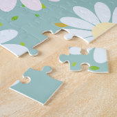 デイジーフラワーフローラルパターガーリーンレインボーパステル ジグソーパズル (側面)