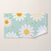 デイジーフラワーフローラルパターガーリーンレインボーパステル バスタオルセット (ハンドタオル)