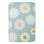 デイジーフラワーフローラルパターガーリーンレインボーパステル バスマット (正面縦)