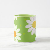 デイジーフラワーフローラルパターガーリーンレインボーパステル マグカップ (中央)