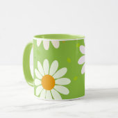 デイジーフラワーフローラルパターガーリーンレインボーパステル マグカップ (正面左)