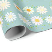 デイジーフラワーフローラルパターガーリーンレインボーパステル ラッピングペーパー (ロールコーナー)