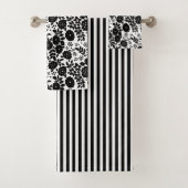デイジーフラワーブラックストライプバスタオルセット バスタオルセット (インサイチュ)