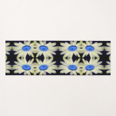 デイジーフラワーブルーセンターレインドロップ抽象芸術 ヨガマット (正面(横))