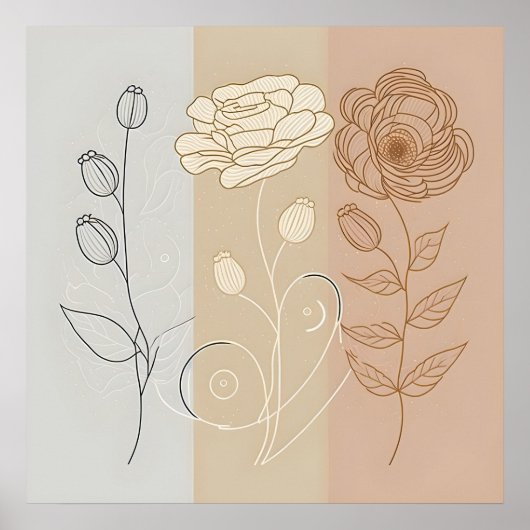 デイジーフラワーボタニカルウォールアートウォールアート ポスター (正面)