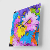 デイジーフラワーミックス時計 スクエア壁時計 (傾斜)