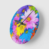 デイジーフラワーミックス時計 ラウンド壁時計 (傾斜)