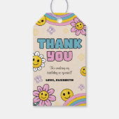 デイジーフラワーレインボーバースデーパーティーサンキューユユーラベル ギフトタグ (正面)