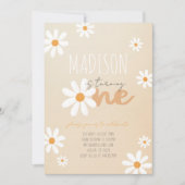 デイジーフラワーレトロ誕生日パーティーへの招待 招待状 (正面)