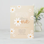 デイジーフラワーレトロ誕生日パーティーへの招待 招待状 (スタンド正面)