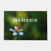 デイジーフラワー写真フローラグリーンウェルカム ドアマット (正面)