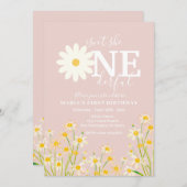 デイジーフラワー1歳の誕生日 招待状 (正面/裏面)