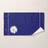 デイジーフラワー&モノグラムオンネイビーブルー バスタオルセット (ハンドタオル)