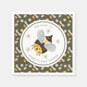 デイジーフラワー(昆虫)マルハナバチビーグリーンベビーシャワー スタンダードカクテルナプキン (正面)