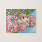 デイジーフランスのなピンクのプードルのパズル ジグソーパズル (横)