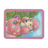 デイジーフランスのピンクプードル長方形ドッグマグネット マグネット (横)