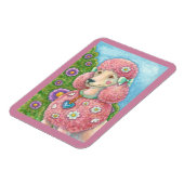 デイジーフランスのピンクプードル長方形ドッグマグネット マグネット (左側)