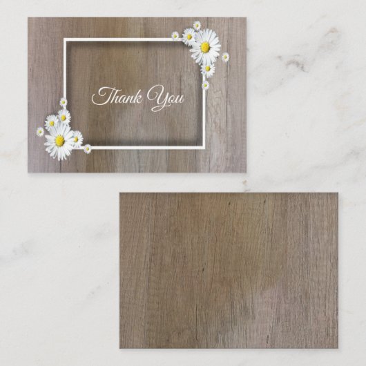 デイジーフレームの木材サンキューカード ノートカード (正面/裏面)
