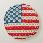 デイジーフローラアメリカ国旗USA装飾用クッションポーフ ラウンドクッション (裏面)