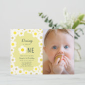 デイジーフローライエローフォト1st誕生日招待状 招待状 (スタンド正面)