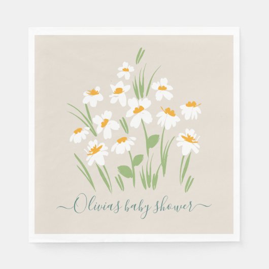 デイジーフローラエレガントの美しい赤ちゃんシャワー スタンダードランチョンナプキン (正面)