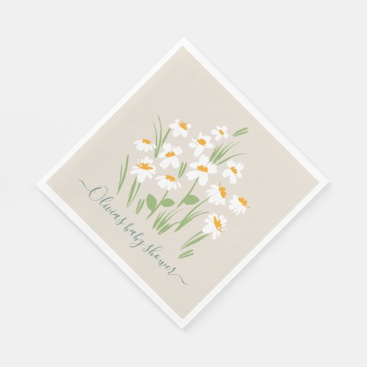 デイジーフローラエレガントの美しい赤ちゃんシャワー スタンダードランチョンナプキン (角)