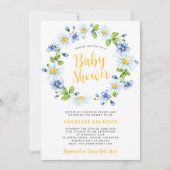 デイジーフローラエレガント男女兼用の赤ちゃん 招待状 (正面)