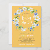 デイジーフローラエレガント男女兼用の赤ちゃん 招待状 (正面)