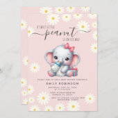 デイジーフローラゾウと乳児シャワー 招待状 (正面/裏面)