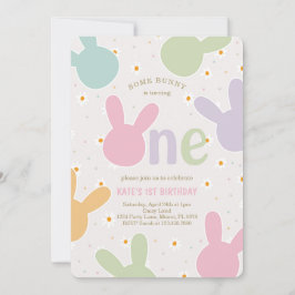 デイジーフローラバニー1歳の誕生日 招待状