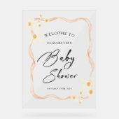 デイジーフローラブラウンベビーシャワーウェルカムサイン アクリルサイン (正面)