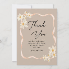 デイジーフローラブラウンベビーシャワー サンキューカード