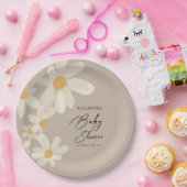 デイジーフローラブラウンベビーシャワー ペーパープレート (パーティー)