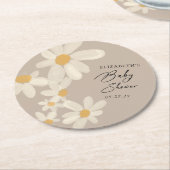 デイジーフローラブラウンベビーシャワー ラウンドペーパーコースター (アングル)
