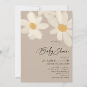 デイジーフローラブラウンベビーシャワー 招待状 (正面)
