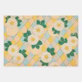 デイジーフローラプリント日本のレトロパターン ラッピングペーパーシート (正面)