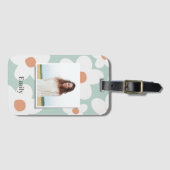 デイジーフローラボホレトロオレンジブルー写真 ラゲッジタグ (正面横)