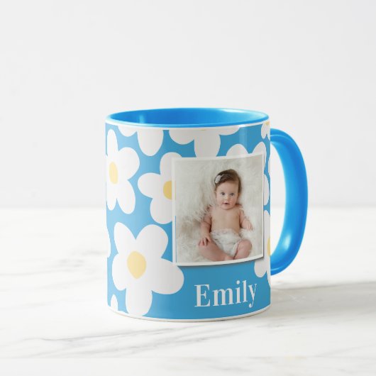 デイジーフローラボホレトロ写真ガーリーピンクイエローcl マグカップ (正面右)