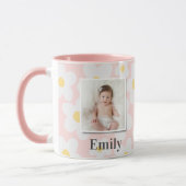 デイジーフローラボホレトロ写真ガーリーピンク黄色 マグカップ (左)