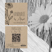 デイジーフローラミニマリストハンドメイド手作り スクエア名刺