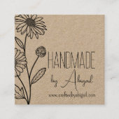 デイジーフローラミニマリストハンドメイド手作り スクエア名刺 (正面)