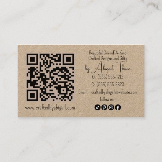 デイジーフローラミニマリストハンドメイド手作り 名刺 (裏面)