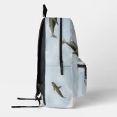 デイジーフローラルパターンウォーターカラーモノグラム プリントバックパック (左)