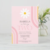 デイジーフローラレトロピンクツーバースデーパーティー 招待状 (スタンド正面)