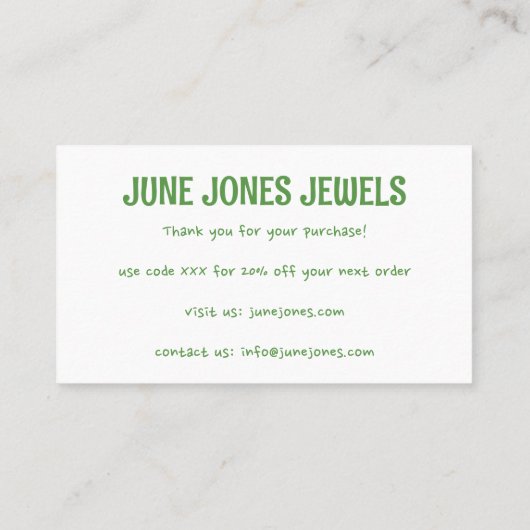 デイジーフローラロゴシッエレガントク注文ありがとう 名刺 (裏面)