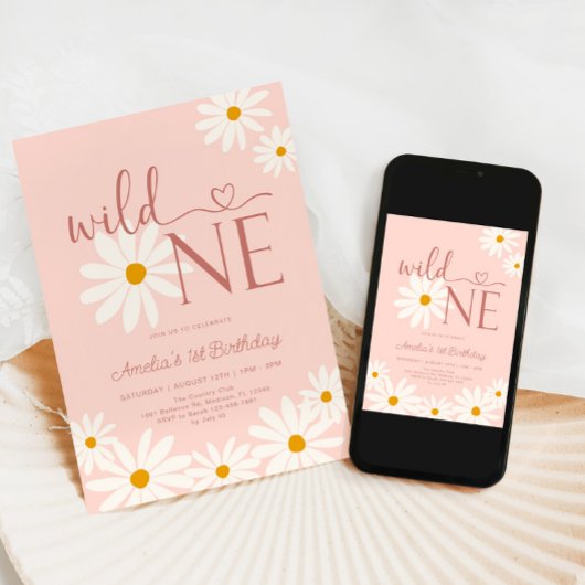 デイジーフローラワイルドワン1歳の誕生日 招待状