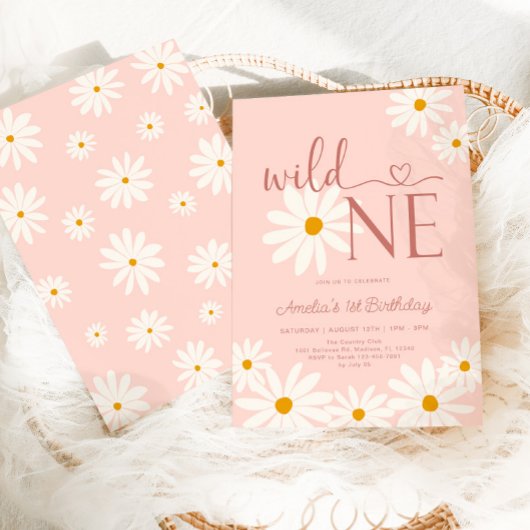 デイジーフローラワイルドワン1歳の誕生日 招待状