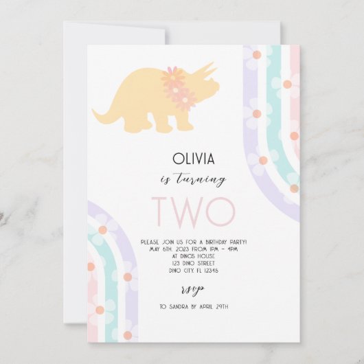 デイジーフローラ恐竜 招待状 (正面)